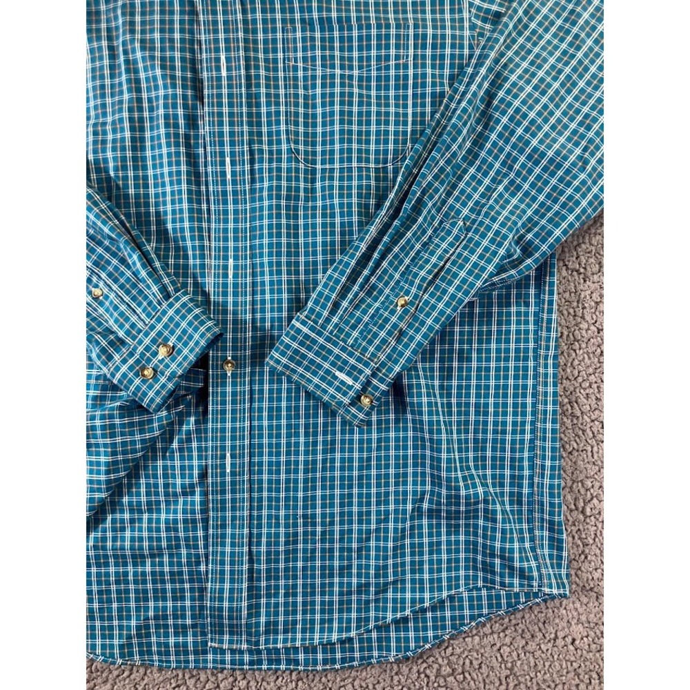 LL‎ Bean Mens Large Traditional Fit Plaid Button Down Shirt Blue Orange - Picture 11 of 15